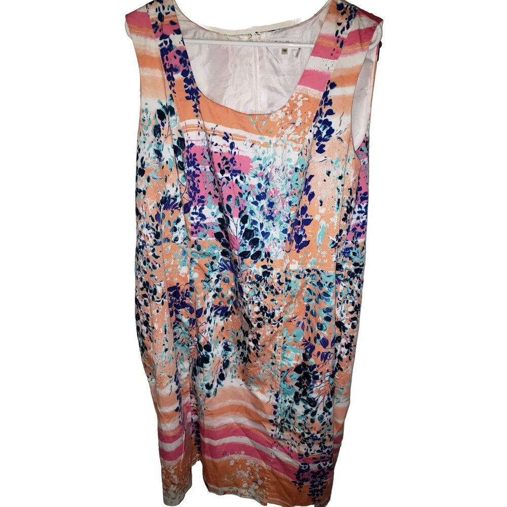 Calvin Klein Orange Floral Sleeveless Lined Shift Dress SIze 18W